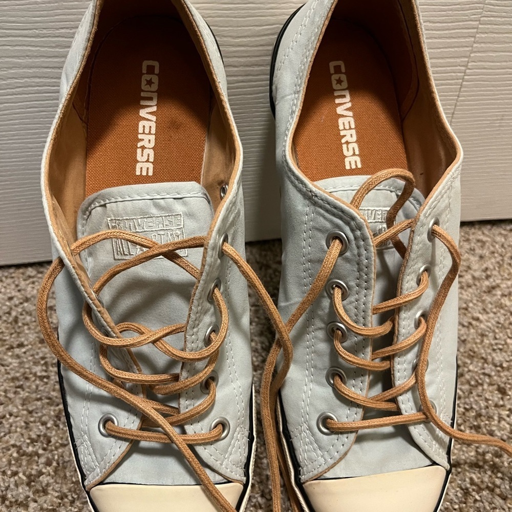 Converse Light Blue Canvas Sneakers with Tan Leather Laces - Picture 9 of 10